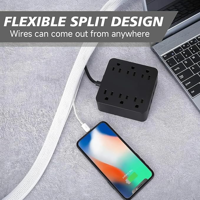 10ft 1/2 inch Cable Management White Cord Cover, Cable Organizer Cord Hider for Wall Mount TV for Computer Electrical Wire Power Cord Audio Video Cable, White