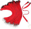 Patelai 120 Pcs Breakaway Lanyards with J Hook Bulk Flat for ID Badges Neck Badge Lanyards Card Nametag Holder Neck Straps (Red)