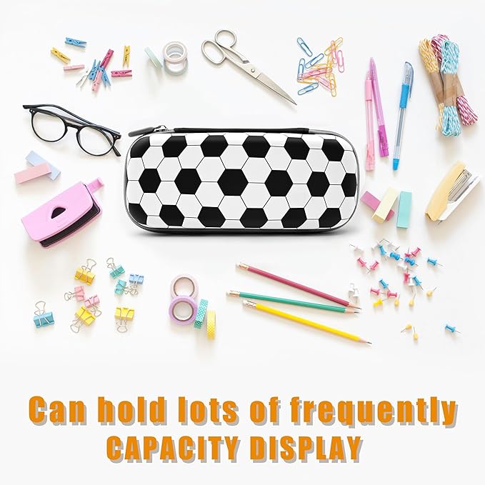 Soccer Pencil Case Zip Pencil Box Multi Pouch Holder Desk Organizer For Boys Girls School Office