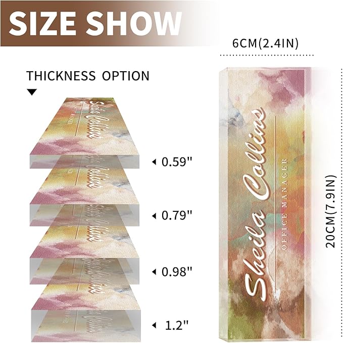 Custom Acrylic Name Plate for Desk, Employee Appreciation Gifts, Office Decor, Personalized, Funny Gifts for Coworkers, Boss, Teacher (Colorful)