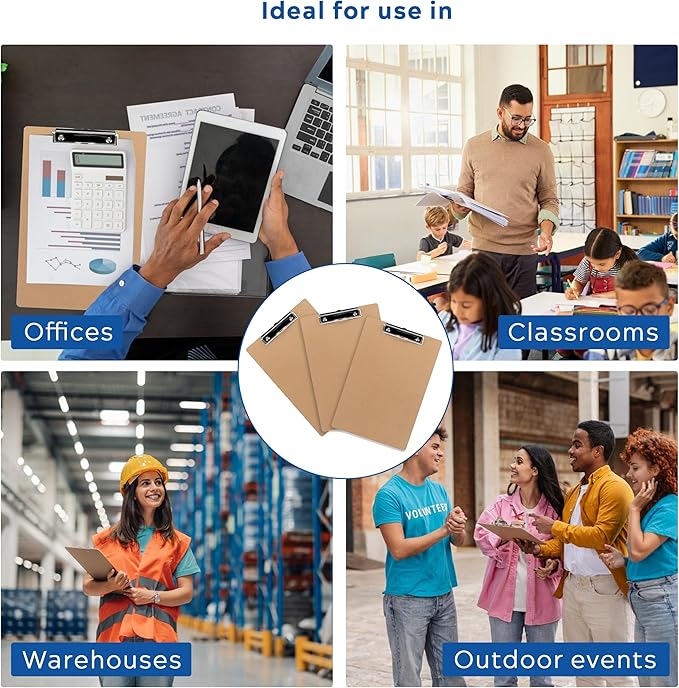 LUX Hardboard Clipboard, 6-Pack, Brown, Professional Office Organization, Lasting Durability