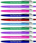 SyPen Personalized Pens With your Custom Logo or Text-500 Pack Bulk-for Businesses, Parties, and Events, Custom Printed Ballpoint Click Pens, Translucent Barrel, Assorted Colors, Black Ink