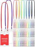 Patelai 100 Pack Double Clip Lanyards Bulk Face Mask Lanyard Twist Free 2 Hook Design Adjustable Badge Neck Strap for ID Name Badge Holder School Conference Office Class Essential (Mix Color)