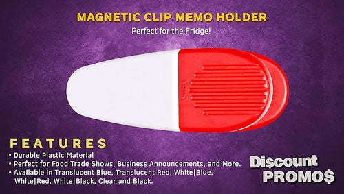 10 Magnetic Memo Holders Set - Large Clip, Plastic - White Red
