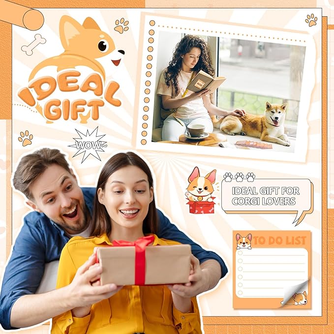 9 Pads Corgi Sticky Notes 3x3 Inch Cute Self Stick Notepads Notes Adhesive Memo Pad Office Decor Gifts for Students School Teacher Meeting Office Supplies