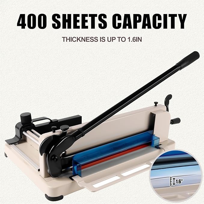 Heavy Duty Guillotine Paper Cutter 12'', 400 Sheets Capacity Paper Trimmer for Cutting Paper, Leather, PVC, Non-Woven Fabrics