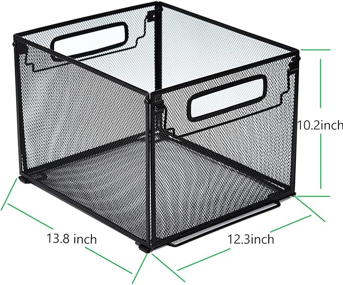 SETTFRFE Letter Size Metal Mesh Hanging File Folder Organizer Crate Basket, Black