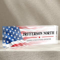 Name Plate for Desk - Personalized Acrylic Name Plate - US FLAG 1 - Small - Professional Style - Office