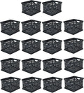Sterilite Stackable Plastic Storage Crate Bin Organizer File Box with Handles for Home, Office, Dorm, Garage, or Utility Organization, Black, 18-Pack