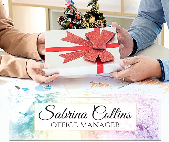 Name Plate for Desk, Desk Name Plate Personalized, Office Decor for Women Men, Acrylic Desktop Accessories, Office Appreciation Gifts for Boss Social Workers Nurse Teacher Employee (Colorful Marble)