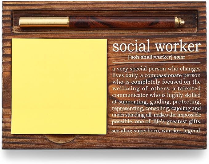 Social Worker Sticky Note Holder, Social Worker Appreciation Gifts, Social Worker Graduate Gift, Thank You Gifts for Social Worker, Social Worker Definition Desk Self-Stick Note Pad Holders TZP06