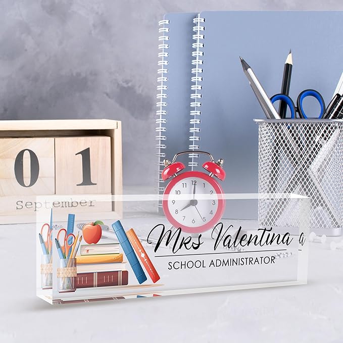 Custom Teacher Name Plate for Desk | Personalized Desk Acrylic Name Plate Office Accessories | Personalized Teacher Appreciation Gifts (C-For Teacher 1)