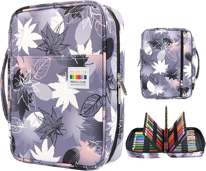 YOUSHARES Big Capacity Colored Pencil Case - 220 Slots large Pen Case Organizer with Multilayer Holder for Prismacolor Colored Pencils & Gel Pen (Maple leaf)