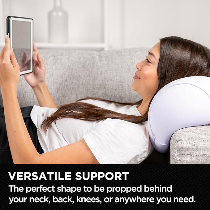 Brookstone Squishy FOM Cushion Pillow - The Original Stretchy, Comfy, Colorful Pillow for Neck, Lumbar Support, and Bed - for Sleeping, Car, Travel, Small, Lilac, 12 x 7 Inches