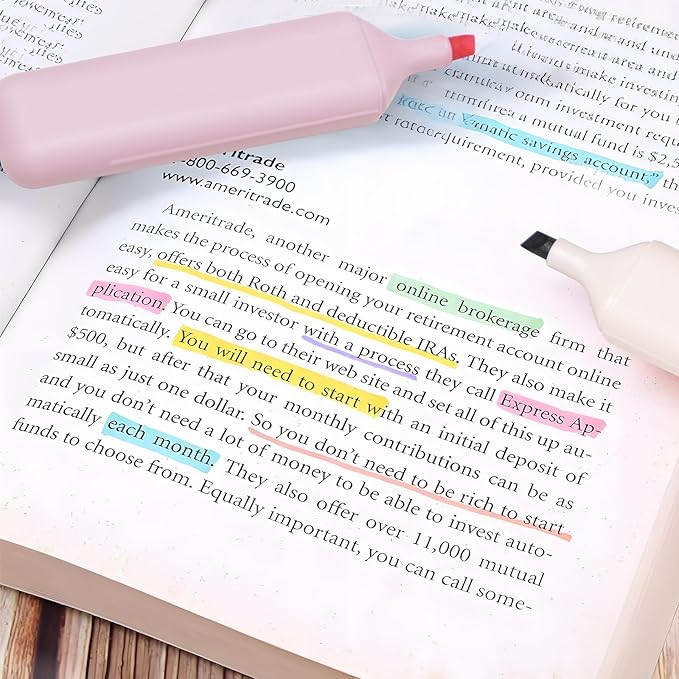 Dacono Pastel Highlighter Set, Chisel Tip, Tank Style, 6 Pack Morandi Colors, Cute No Bleed Bible Highlighter, with Large Ink Reservoir for Extra Long Marking Performance, Back to School Supplies