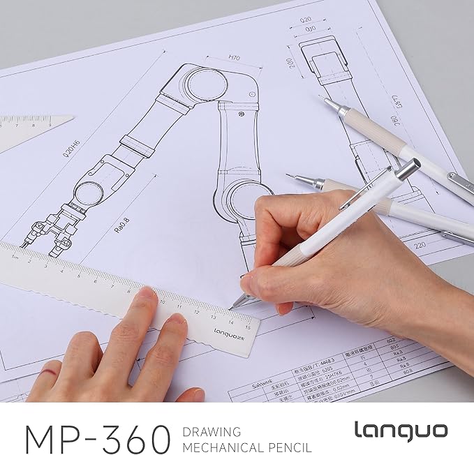 languo Mechanical Pencil Set with Case, 4PCS Drafting Pencils 0.3mm 0.5mm 0.7mm 0.9mm – 4 Tubes HB & 2B Lead Refills, 3 Erasers, Mechanical Pencil Kit for Writing & Drawing