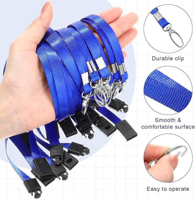 Harloon 150 Pcs Lanyards Breakaway Bulk Neck Flat Lanyard with Detachable Buckle and Clip Swivel Hooks for Badge Holder