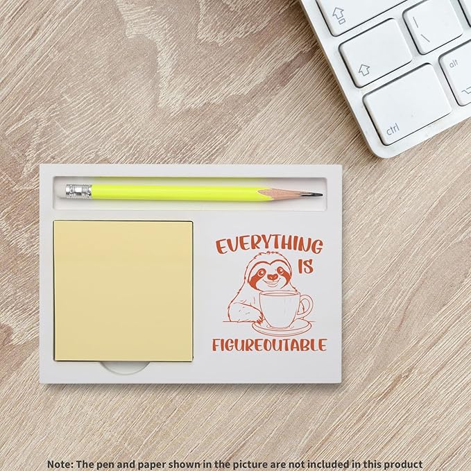 Inspirational Everything is Figureoutable Sloth Note Holder, Cute Motivation Desk Organizer for Teacher Coworker Friend, Encouragement Gift for Office School Home Note Pad Holders KBB01
