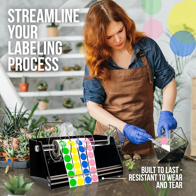 Multi-Use Large Label Dispenser for Rolls of Sticker Labels - 11.8"x6.7"x5.5", Heavy-Duty, Wall-Mountable Acrylic Sticker Roll Dispenser, Anti-Slip (Pack of 2)