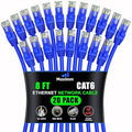Maximm Cat 6 Ethernet Cable 8 ft (20-Pack) - High-Speed LAN Cable, Internet Cable, Patch Cable, and Network Cable - UTP, 10Gbps, 550MHz Ethernet Cord - Blue