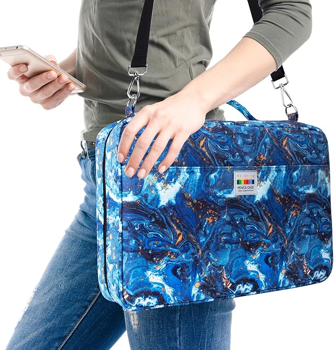 YOUSHARES Big Capacity Colored Pencil Case - 480 Slots large Pen Case Organizer with Multilayer Holder for Prismacolor Colored Pencils & Gel Pen (Quicksand Gold)