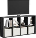8 Cube Storage Organizer, Cube Shelf with Heavy-Duty Thick Boards, 25.12" L x 9.37" W x 48.74" H, Smooth Easy-Clean Panels, Simple Assembly, for Living Room Bedroom Home Office, Black