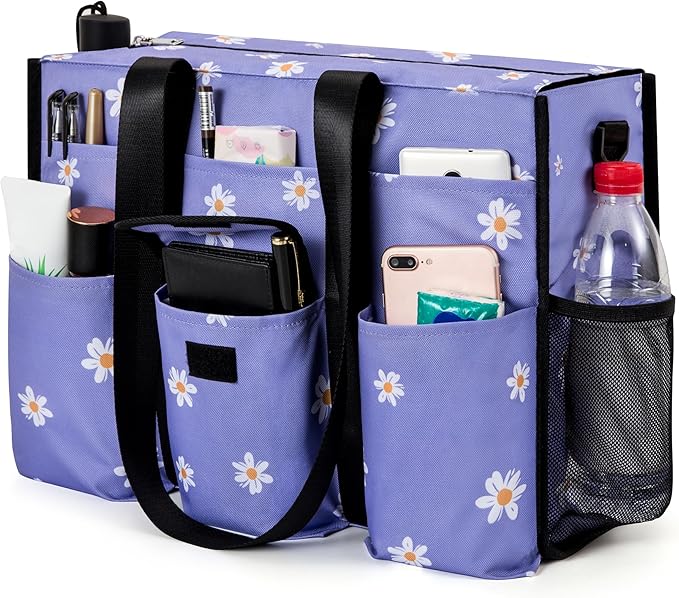 Utility Tote - Water Resistant with 19 Exterior/Interior Pockets - Large Women/Teacher/Work Bag