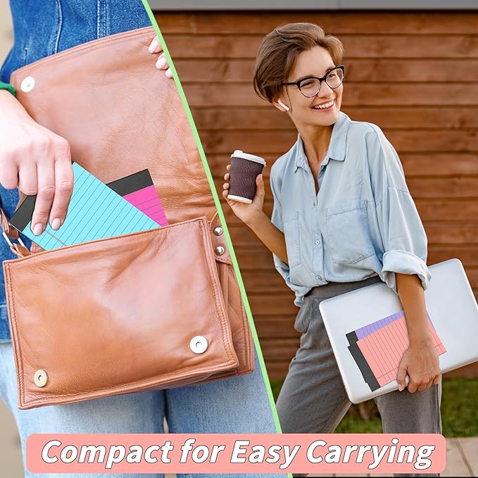 Oleitodh 36 Pack Legal Pads Bulk 12 Colors, Narrow Ruled Notepad 5x8, Multicolor Small Notepads 30 Sheet/notepad, Colored Mini Writing Pads with Sturdy Backboard, Perforated Lined Note Pads for Study