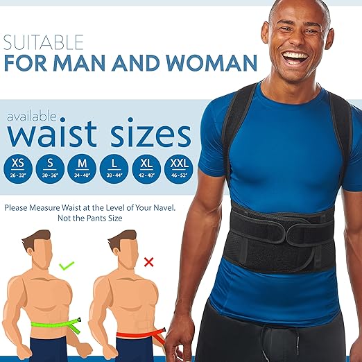 Posture Corrector for Men and Women - Back Brace for Upper and Lower Body Support - Adjustable Straightener with Pain Relief and Muscle Memory (Small)