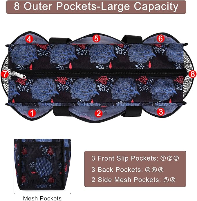 Utility Tote Bag with Laptop Compartment Luggage Sleeve Zippered Multi-pocket Commute Shoulder Purse for Nursing/Work