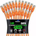 Maximm Cat 6 Ethernet Cable 1 ft (20-Pack) - High-Speed LAN Cable, Internet Cable, Patch Cable, and Network Cable - UTP, 10Gbps, 550MHz Ethernet Cord - Orange