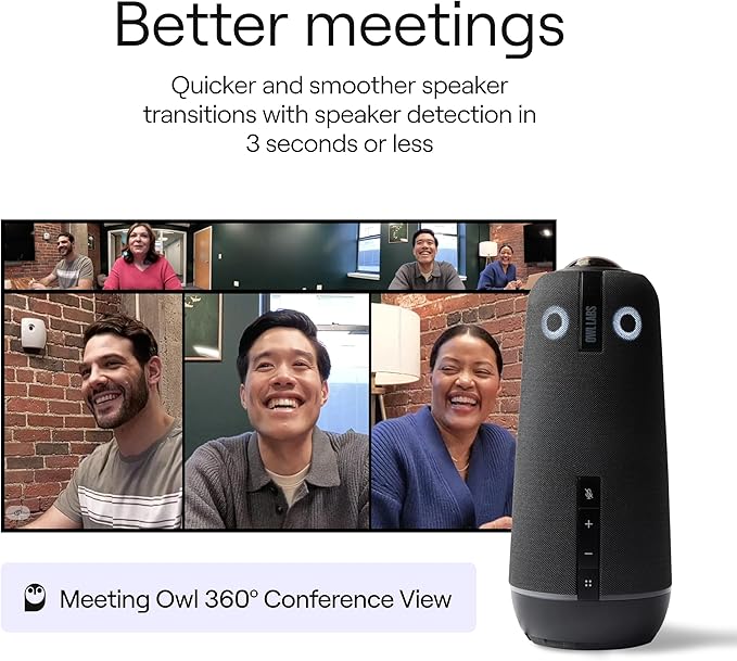 Owl Labs Meeting 4+ Premium Pack - 360 Degree, 4K Smart Video Conference Camera, Microphone, and Speaker (Includes Accessories and Warranty)