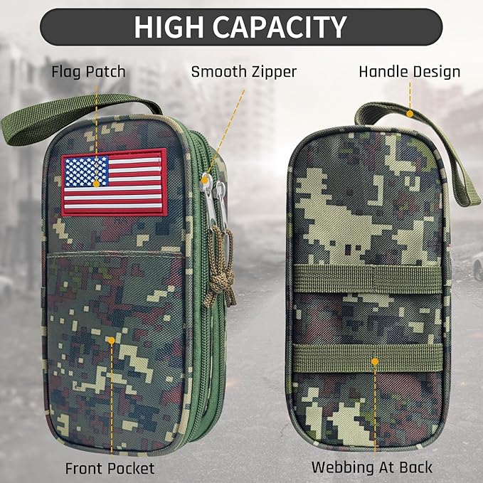 Tactica Pencil Case for Boys,Large Boys Pencil Pouch with Zipper Compartments, Big Capacity Pen Box Pen Bag Organizer for School College Office Kids Teen Boy Men Adult