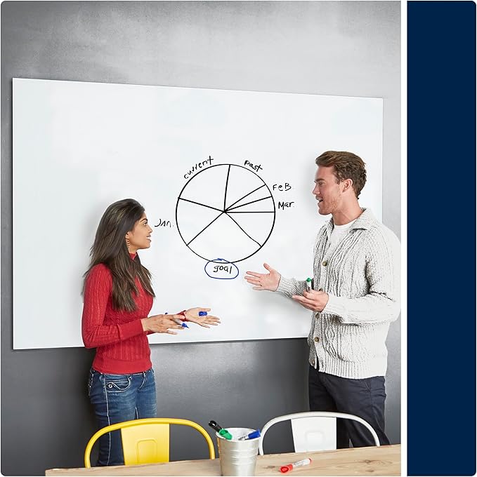 Quartet Magnetic Glass Dry Erase White Board, 6' x 4' Anti-Glare Whiteboard for Wall, InvisaMount Frameless, White (Q017147F02IMW)