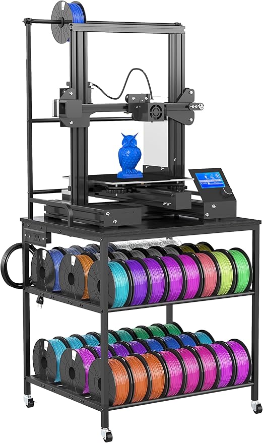 3D Printer Stand with Filaments Storage Rack Rolling 3D Printer Table with Wheels 3D Printing Stand Workbench Holder for PLA/ABS/PETG/TPU for Studio,Office, Garage, Workshop