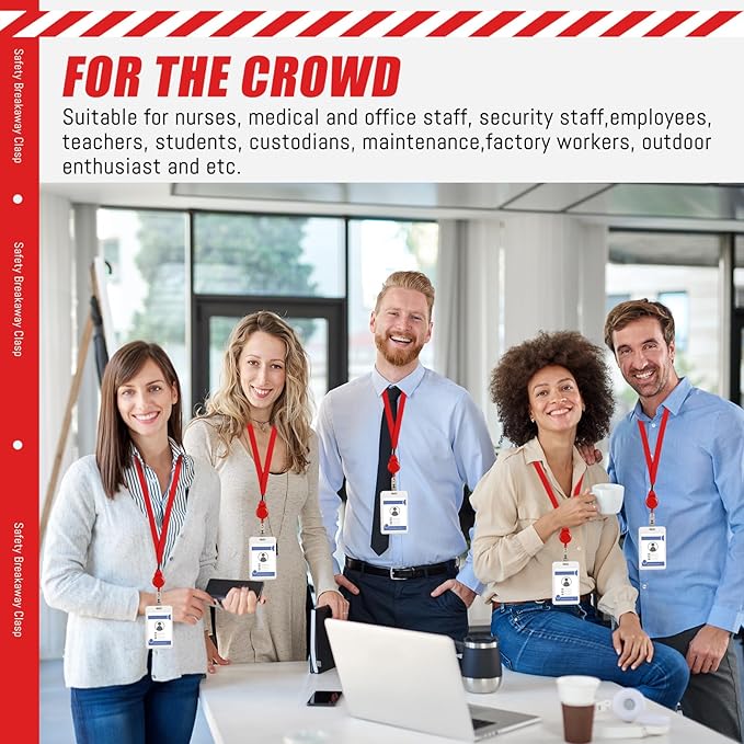 Windyun 72 Pcs Breakaway Lanyard with Safety ID Bulk Retractable Lanyards Flat Neck Straps (Red)