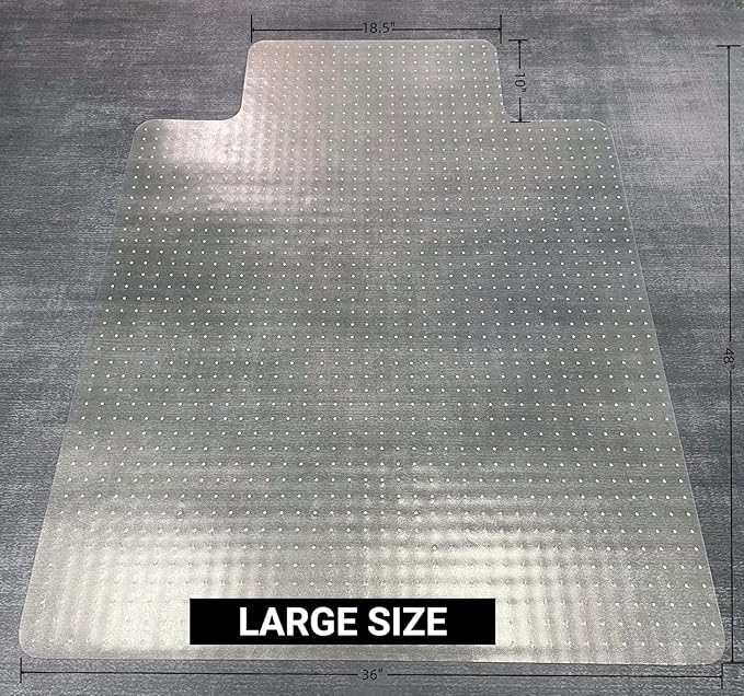 36" x 48" Office Chair Mat for Carpeted Floors – Large, Slip-Resistant, Heavy-Duty Desk Protector with Extended Lip – Easy Glide Rolling Desk Chair Mat for Work, Gaming, Home