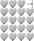 Big Silver Heart Push Pins - Large Silver Metal Heart Map Pins - for Cork Board, Maps, or Lapel Pin Use - Designed in USA - Set of 20