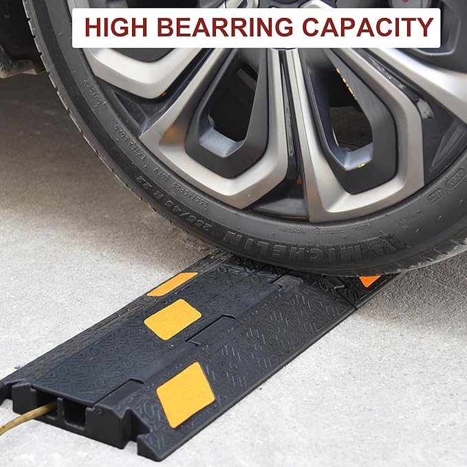 OrangeStar 6 Pack 17" Cable Protector Cover Ramps, 2-Channel Floor Protective Wire Cord Ramp, Heavy Duty Driveway Speed Bump