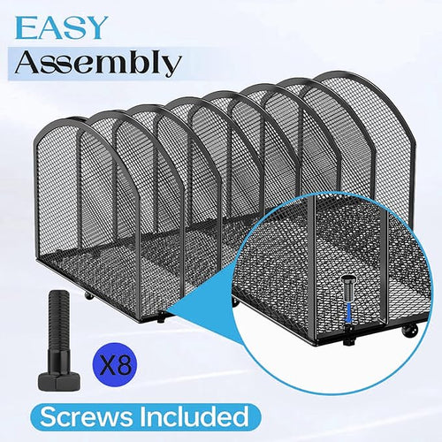 2 Pack Desk File Organizer, 7-Section Upright Mesh Desktop Organizer File Sorter Office Organization Letter Holder, Vertical Desktop File Holder for Office Home, Black