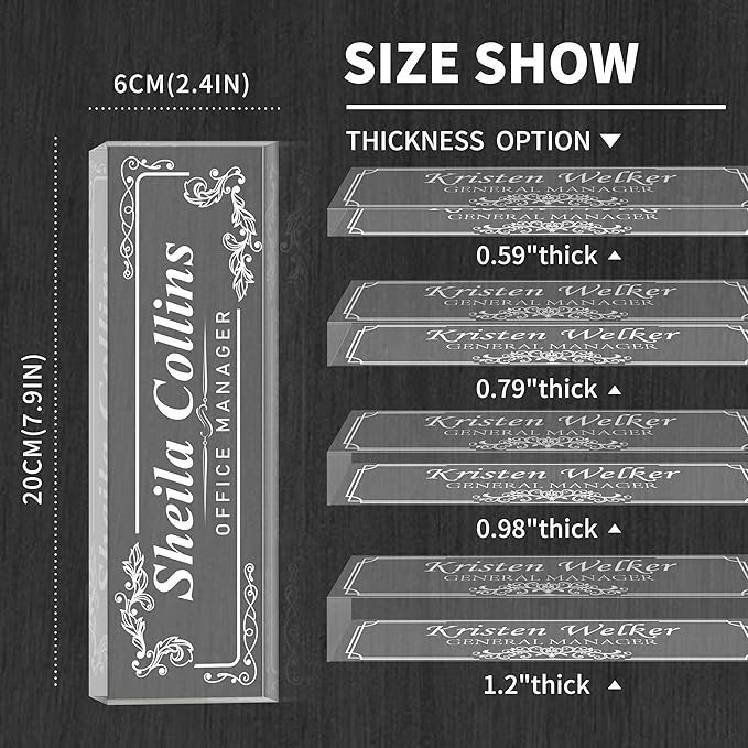 Custom Engraved Name Plate for Desk, Acrylic Desk Name Plate Personalized, Office Decor for Women Men, Acrylic Desk Accessories, Office Gifts for Boss Teacher, Staff Employee Appreciation Gifts