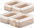 Small Storage Baskets for Organizing | Closet Organizer Bins | Shelf Toy Basket | Woven Rope Baskets | Cube Decorative Box | Shallow Basket | 13x8.5x5.1” | 4 Packs Gradient Brown