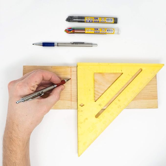 June Gold 4 Pro 2.0 mm Mechanical Pencils, 36 Colored, 36 2B, and 36 4B Refills, 2 Sharpeners, 2 Smudge Resistant Erasers, Built in Sharpeners & Soft Non-Slip Grip on Each Pencil