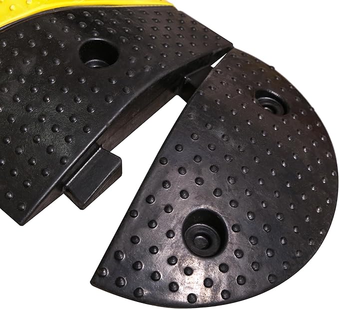 Speed Bumps for Asphalt Fold Rubber Speed Humps with Yellow Targets for Gravel Driveway Concrete Road, 1 Pack