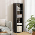 4 Cube Storage Organizer Single Row, Cube Shelf with Heavy-Duty Thick Boards, 13.31" L x 9.37" W x 48.82" H, Smooth Easy-Clean Panels, Simple Assembly, for Living Room Bedroom Office, Black