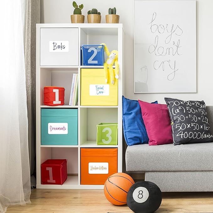 500 Blank Labels, Rectangular Color Code Label with Perforation Line for Home Organization Projects, Bins, Kitchen Storage Containers, Desk Items(5” x 3”)