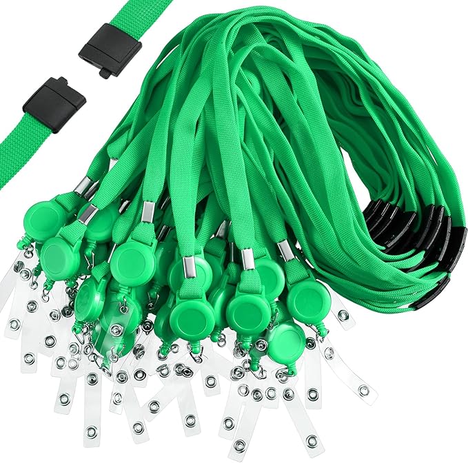 Windyun 72 Pcs Breakaway Lanyard with Safety ID Bulk Retractable Lanyards Flat Neck Straps (Green)