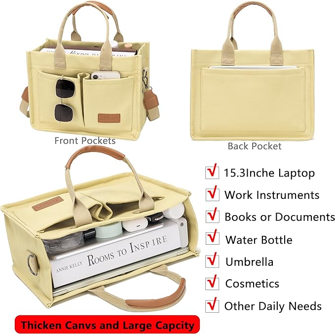 Canvas Tote Bag for Women,Women's Bags Crossbody Bags Work Laptop Tote Bag Large Handbags Purse for Travel Nurse Teacher