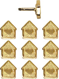 Mini House Push Pins - Gold House Pins - for Cork Board, Maps, or Lapel Pin Use - Designed in USA - Set of 10