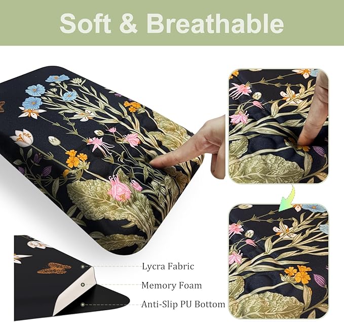 Ospelelf Ergonomic Keyboard Wrist Rest and Large Mousepad with Wrist Rest Support for Computer, Gaming, Flower